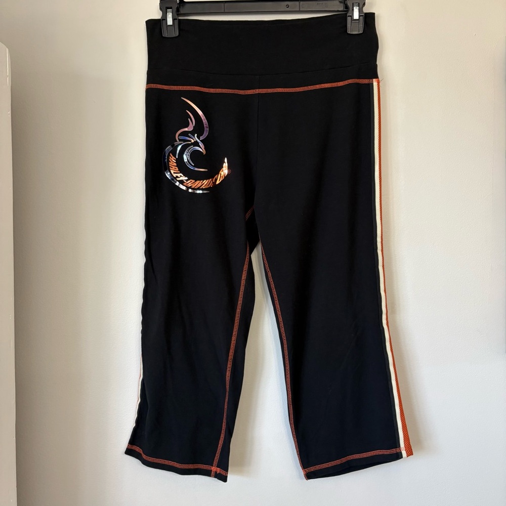 Harley-Davidson Capri Pants Side Stripe Biker Logo Y2K Cotton Blend Size Medium